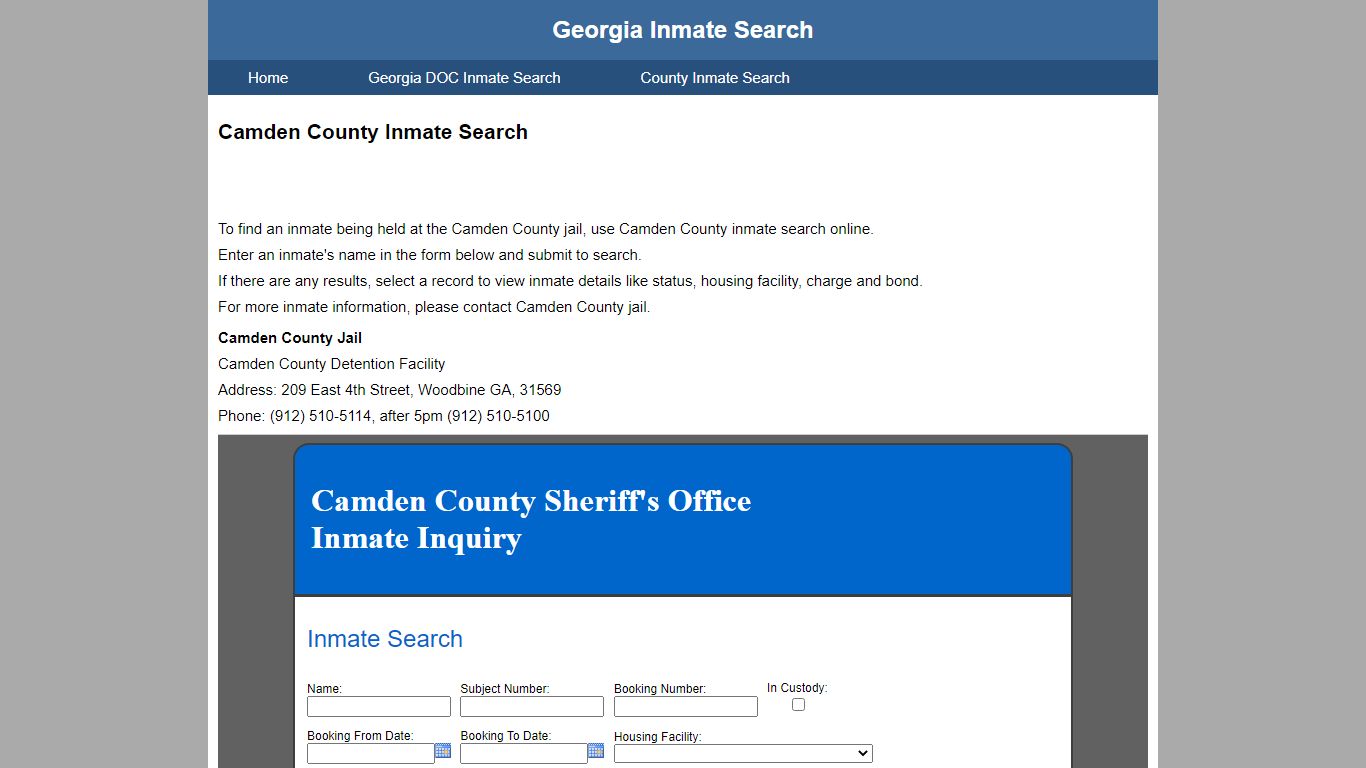 Camden County Jail Inmate Search